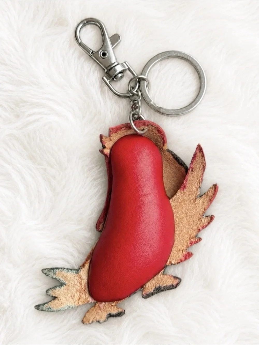 Leather Parrot Bird Bag Charm Keychain Keyring Handmade Gift New